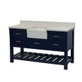 thumbnail image 2 of Charlotte 60" Single Farmhouse Bathroom Vanity with Royal Blue Cabinet and Quartz Top, 2 of 6