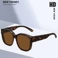 thumbnail image 3 of Women's Trendy Large Square Polarized Fit-over Sunglasses Tortoise, 3 of 6