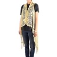 thumbnail image 3 of Women's Sleeveless Floral Lace Vest Cardigan Kimono Open Front Long Fringe (Yellow), 3 of 5