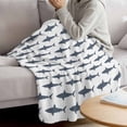 thumbnail image 3 of Blue Grey Sharks Blanket Soft Cozy Warm Throw Blanket for Couch, Plush Fuzzy Flannel Fleece Blankets for Sofa, Modern Coastal Ocean Animals Bed Blankets Lightweight Gifts for Women, 40"x50", 3 of 9
