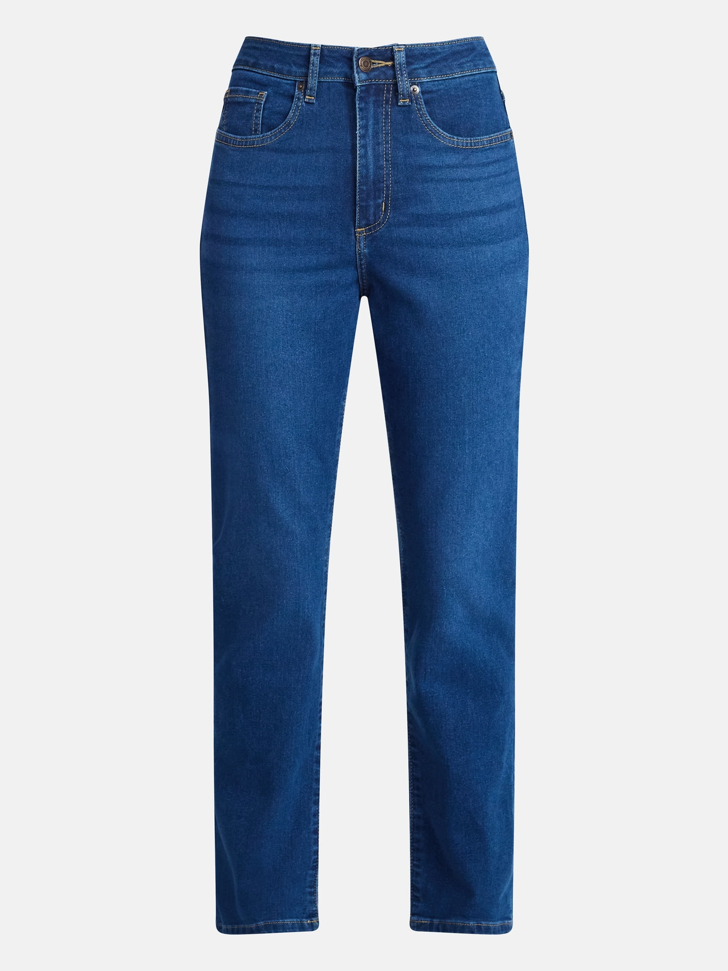 Time and Tru Women's High Rise Curvy Straight Leg Jeans, 29" Inseam, Sizes 0-22
