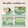 thumbnail image 4 of Multifunctional Triangular Neck and Lower Back Support Pillow, Natural Buckwheat Filling, Breathable Linen Cover, Removable Washable Case, 39x37x8 cm, Beige/Navy/Mint Green, 4 of 6