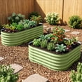 thumbnail image 2 of EAGLE PEAK 2-Tier Raised Garden Bed Planters, Coated Metal Raised Bed for Vegetables, Flowers and Herbs, Assembly Modular - 33in Overall Height, 41'' L x 43'' W, Olive Green, 2 of 10