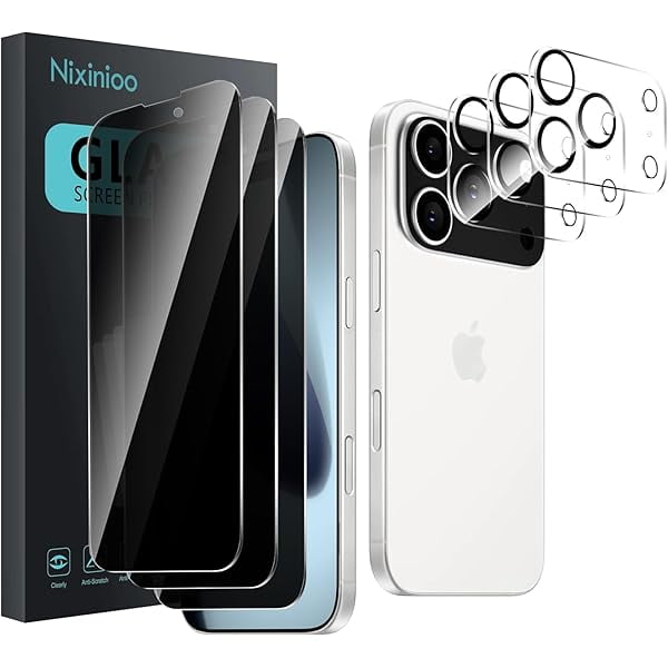 wonima44 3 Pack Privacy Screen Protector Replacement for iPhone 17 Pro max With 3 Pack Camera Lens Protector, Anti Spy Tempered Glass Film, 9H Hardness, Anti-Scratch, Bubble Free