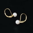 thumbnail image 2 of Genuine Freshwater Pearl Leverback Earrings - Graceful Drop Design - 14K Gold-Plated Brass - Stunning 6 mm Freshwater Pearls - Easy to Wear - Perfect for Stylish Looks, 2 of 4
