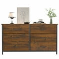 IKENO 6 Drawer Double Dresser, Industrial Wood Dresser for Bedroom