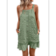 thumbnail image 2 of Vestidos de Verano para Mujer, Cuello Redondo, Hombros Descubiertos, Botones, Tirantes Finos, Vestido Informal Corto con Vuelo. Verde M, 2 of 10