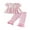 Pink, variant on Loicainy Toddler Baby Girls Summer Outfits 6 12 18 24 Months 2T 3T 4T Ruffle Short Sleeve Crew Neck Striped Babydoll Tops and Elastic Waist Pants Clothes Set