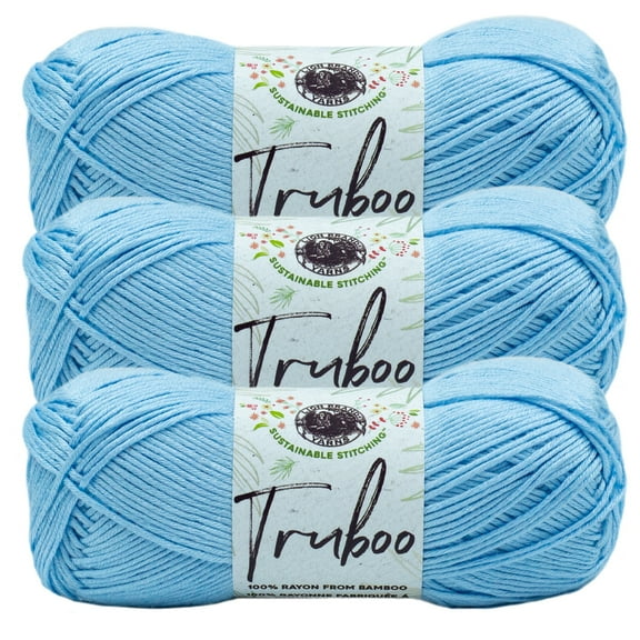Lion Brand Yarn Truboo Light Blue Yarn 3 Pack