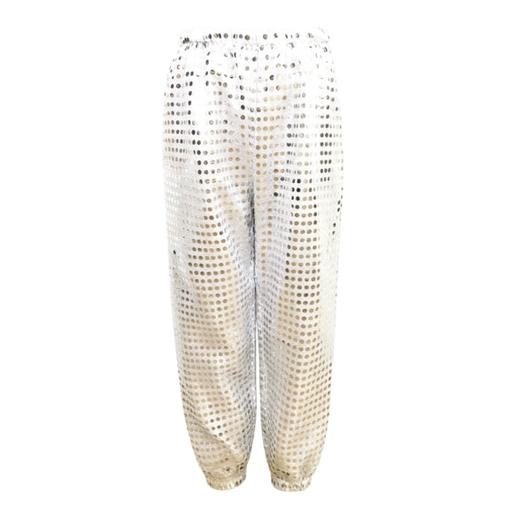 Ltctricy Toddler Girls Boys Sequin Pants Kids Sparkly Dance Pants Elastic Waisted Jogger Pants Fall Clothes(Silver,9-10 Years)