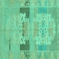 thumbnail image 1 of Ahgly Company Machine Washable Indoor Square Abstract Turquoise Blue Modern Area Rugs, 4' Square, 1 of 4