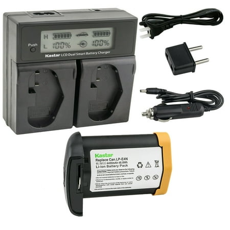 [Fully Decoded] Kastar 1-Pack 11.1V 4400mAh LP-E4N Battery and AC LCD Dual Fast Charger Compatible with Canon LP-E4 LPE4N Battery LC-E4 LC-E4N Charger Canon EOS 1D Mark III Mark 3 EOS 1Ds Camera