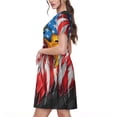 thumbnail image 2 of Fotbe Robe Tête d'Aigle avec Motif Drapeau Américain Décontractée Mode Femme Manches Courtes Robe Maxi Robe T-Shirt Rayée Longue à Blocs de Couleur, 2 of 6