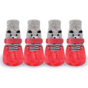 4PCS Dog Paw Protectors, Double Side Anti Slip Dog Socks Strong Grips Traction Control Dog Socks for Indoor Hardwood Floor Wear Pet Paw Protector for Small Medium Large Dogs (red_S)