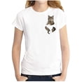 thumbnail image 2 of Herrnalise Women Printed Plus Size O-Neck T-Shirts Cat Print Short Sleeve Graphic Tee Tops, 2 of 5