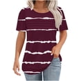 thumbnail image 2 of Tittly T Shirts for Women Spring Tops for Women Plus Size Womens Blouses Casual Tunic Tops For Women Loose Fit Short Sleeve Women's Trendy Gradient Tshirts Graphic Tees Tshirts Shirts Wine L, 2 of 5