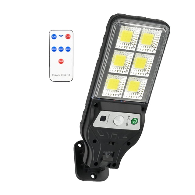 Luz de calle LED con control remoto solar para exteriores, 90 COB, con detección de movimiento, para patio