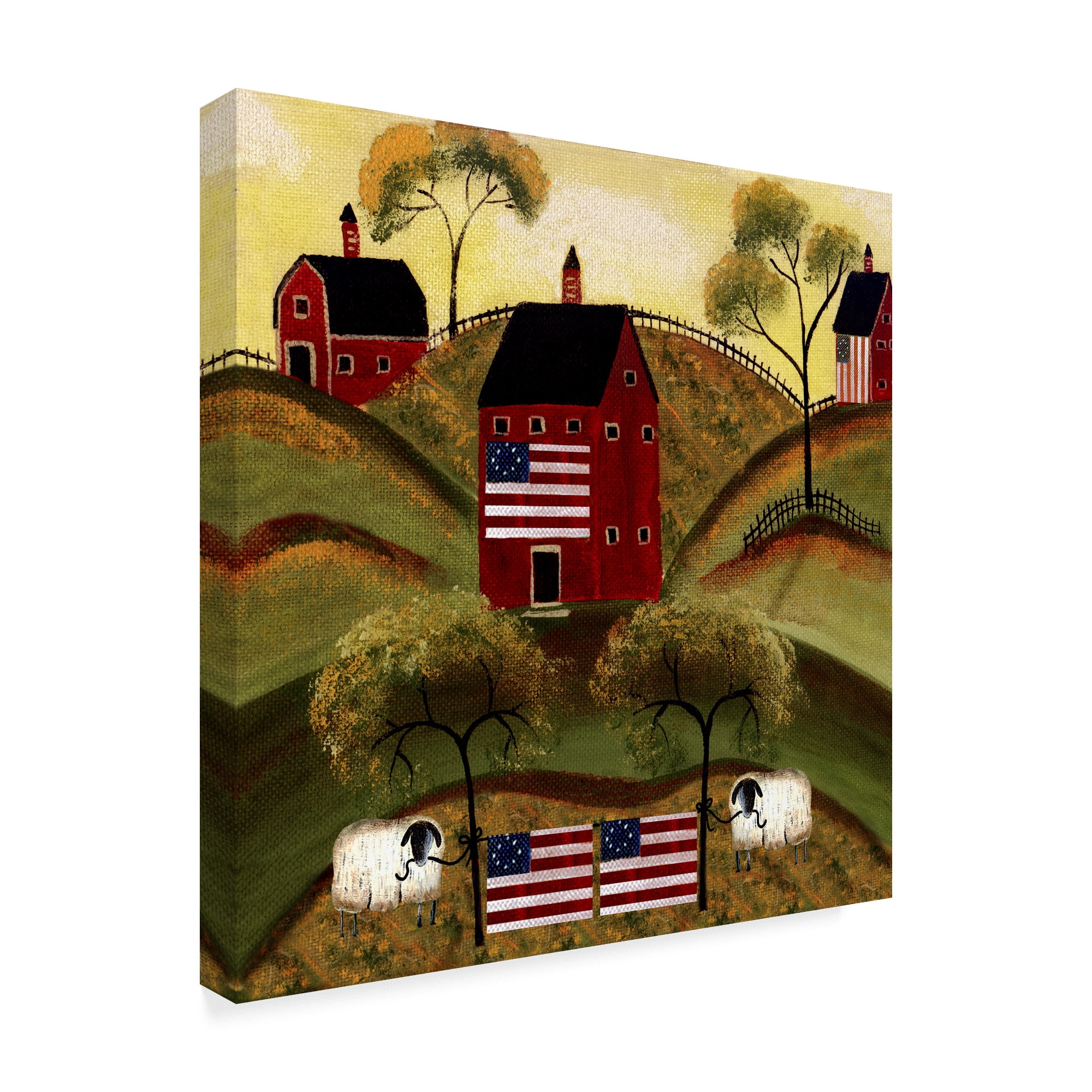 Trademark Fine Art '4Th July Sheep Red Barns' Canvas Art by Cheryl Bartley