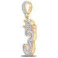 thumbnail image 2 of 10kt Yellow Gold Mens Baguette Diamond Number 3 Crown Charm Pendant 5/8 Cttw, 2 of 2