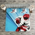 thumbnail image 3 of Ambesonne Hockey Quilted Bedspread Set 3 Pcs, Player Strong Shot Goal, Queen Size, Blue Red White, 3 of 3