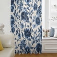 thumbnail image 6 of Navy Blue Botanical Peony Sheer Curtains 108 Inches Extra Long, Vintage Floral Blossom Light Filering Curtains, Privacy Drapes Simi Floor to Veiling Curtain for Living Room Bedroom Window Treatment, 6 of 9