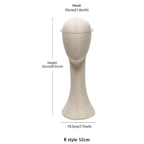 DE-LANG Bamboo Linen Mannequin Head with Long Neck, Pinnable Display for Hats, Wigs, Scarves & Jewelry