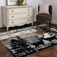 thumbnail image 3 of Teal Brown Deer Silhouettes Area Rugs 3'x5', Small Throw Rugs for Living Room Bedroom, Trees Wooden Retro Art Farmhouse Indoor Outdoor Rug Non-Slip Low Pile Carpet Runner Reversible Floor Mats, 3 of 8