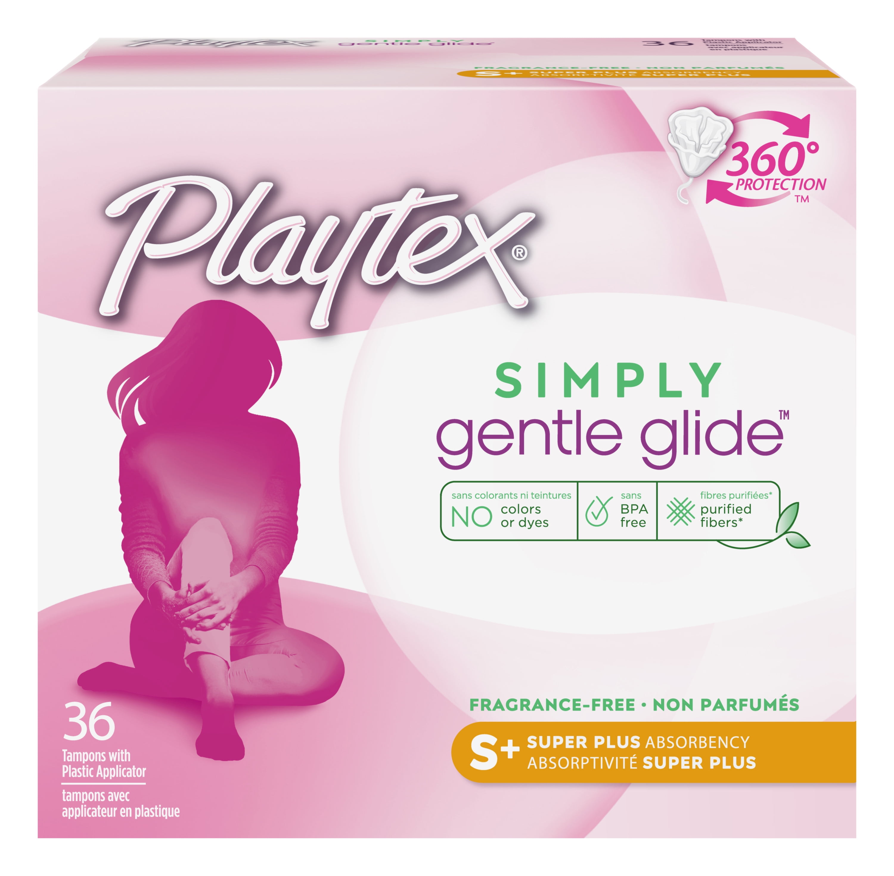 Playtex Simply Gentle Glide Tampons, Unscented, Super Plus, 36 Ct