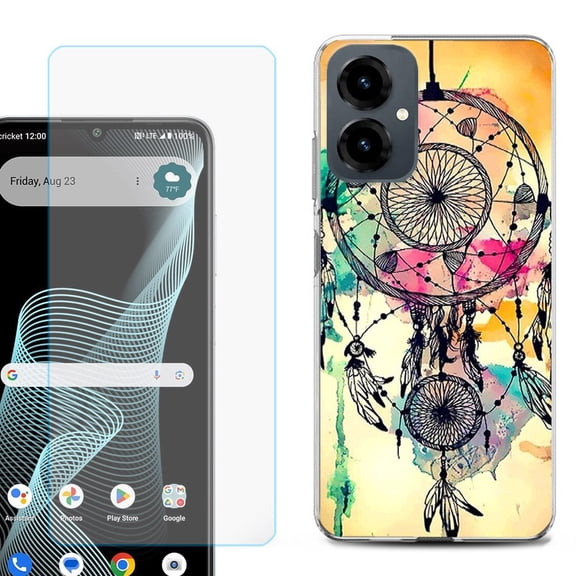 Shockproof Phone Case for Cricket Icon 2026, with Screen Protector, by OneToughShield - Dream Catcher Color