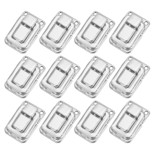 Cerradura de gancho 1.5" x 1", 12 Paquete de hebilla metálica para caja de joyería, caso de madera, plata