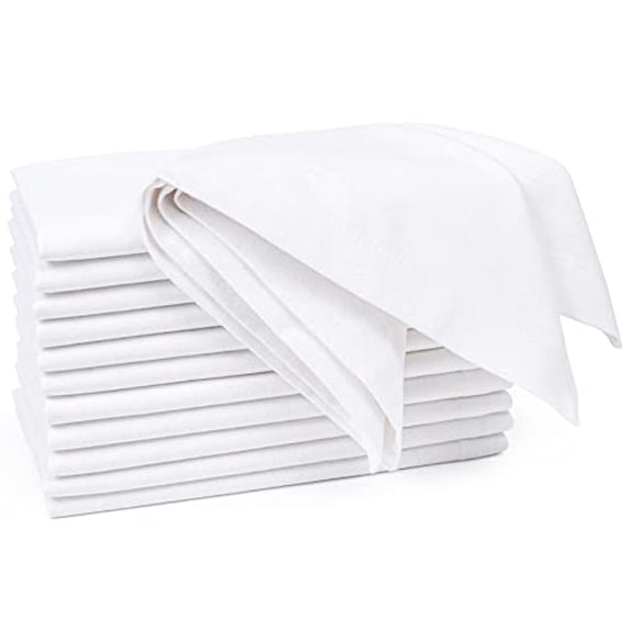 Cotton Dinner Napkin 18x18 inch White,Everyday Napkins,Cotton Napkins,Wedding Napkins,Cocktails Napkins,Tailored with Mitered Corners & Generous Hem,Easy care
