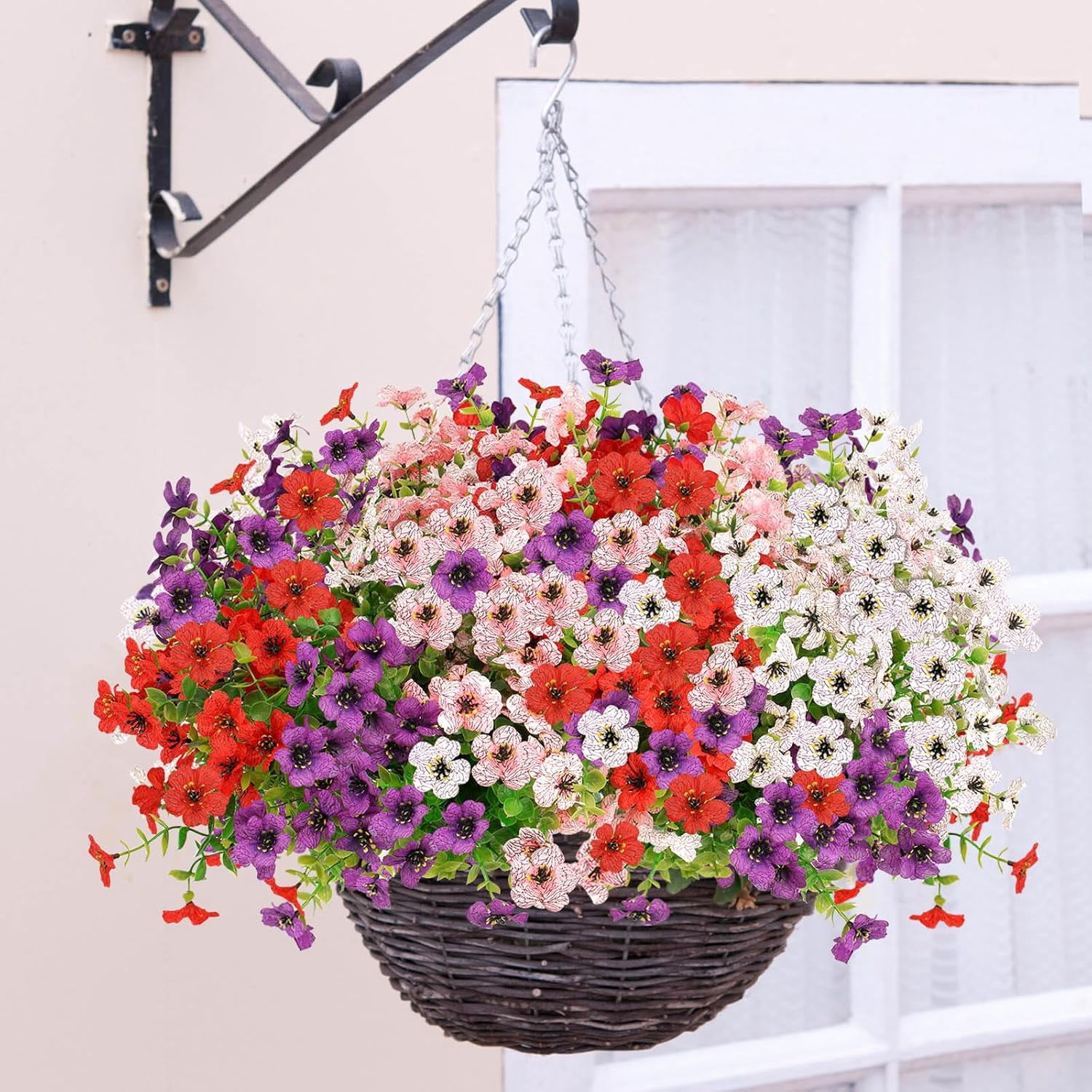 ZOELNIC 12 Bundles Artificial Fake Flowers Outdoors, Realistic UV Resistant Faux Plants with Silk Flowers for Outside Planters Window Box Front Porch Summer Decoration