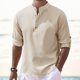 thumbnail image 2 of Camisas Para Hombre Manga Corta Camisa de hombre Manga larga Hebilla abierta Camisa casual a cuadros Top (Khaki, 3XL), 2 of 6