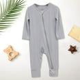 thumbnail image 2 of Baby Boy Girl Clothes Newborn Zipper Footies Jumpsuit Solid Long Sleeve Baby Newborn Baby Girl Boys Romper Outfit, 2 of 4