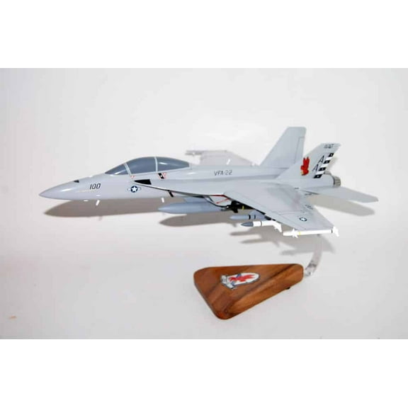 VFA-22 Fighting Redcocks F/A-18F Model, Navy, 1/40th (18") Scale, Mahogany, Fighter/Attack