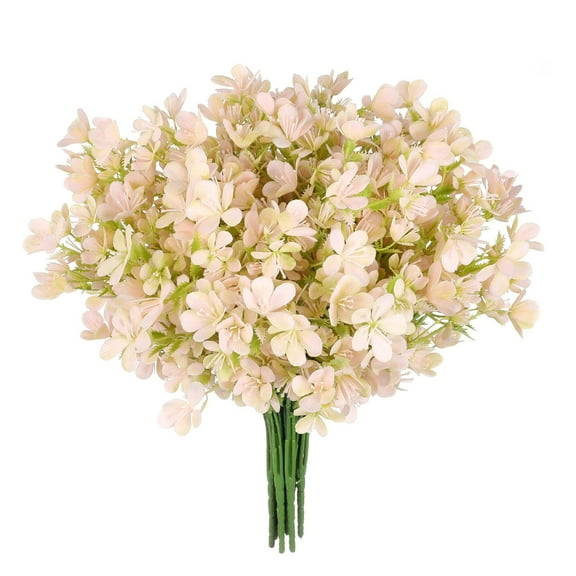 Blush-Pink Artificial Flowers Real Touch Plastic Greenery Faux Bouquets - DIY Home Decor, 10pcs Bulk