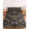 thumbnail image 2 of King Size Fitted Sheet Set - Retro Dragonfly 3 Piece Bedding Sets 16" Deep Pocket Fitted Sheet with 2 Pillowcases, Country Butterflies Insects Geometric Flowers Brushed Microfiber Hotel Bed Sheets, 2 of 9