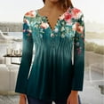 thumbnail image 2 of Jsaierl Womens Tops Plus Size Hide Belly Shirts Fall Pleated Button V Neck T-Shirt Causal Empire Waist A-Line Floral Tunic Tops, 2 of 5