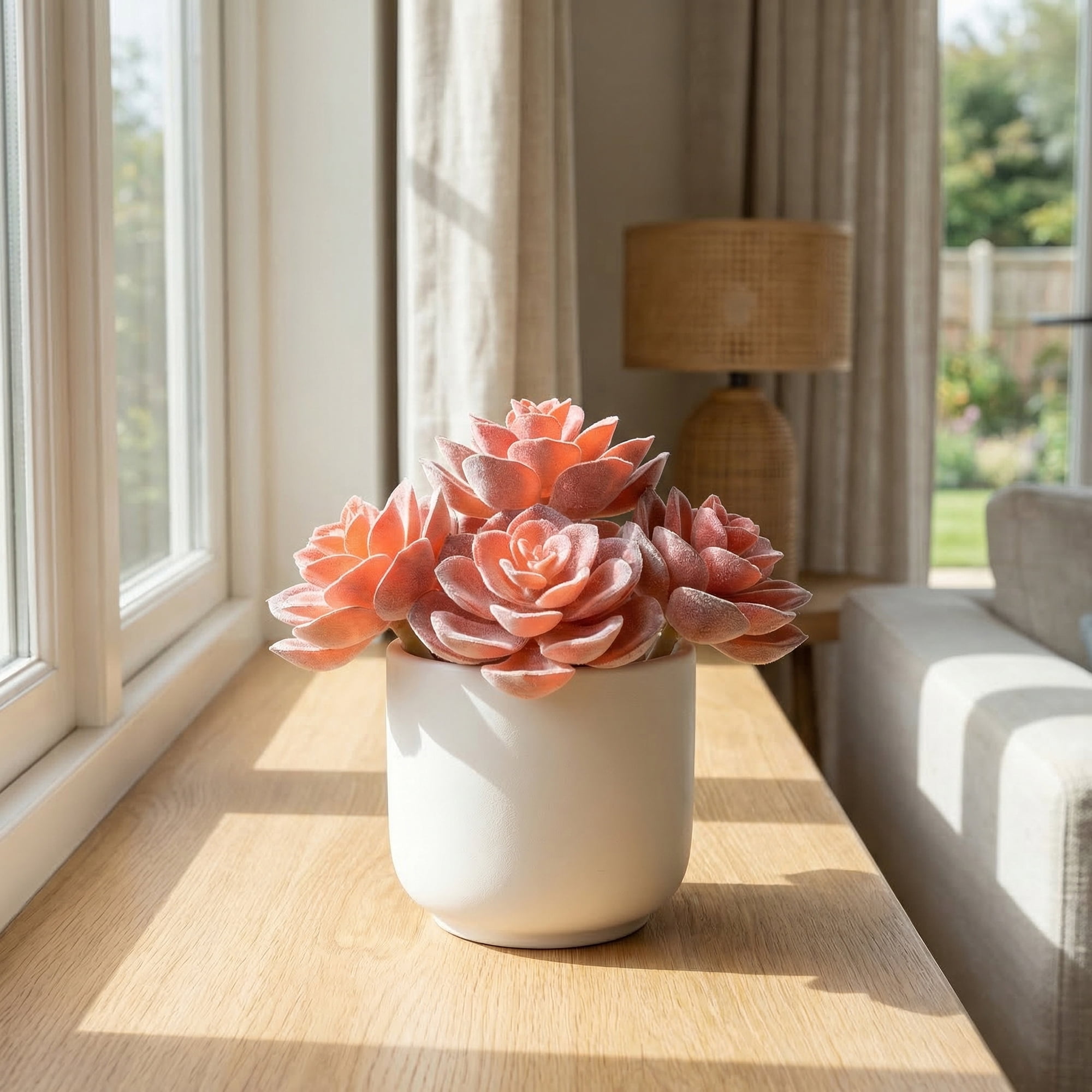 Unique Bargains 10Pcs Flocked Artificial Succulents Rose 3.5" Lotus Pink