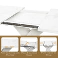 thumbnail image 3 of Morufur Modern Rectangle Dining Table with Extendable, White Marble Patterned Table Top with X-Shape Leg and Metal Base, 3 of 7