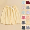 thumbnail image 4 of Tumotour shorts for women High Elastic Waisted Pull On Elastic Waist Summer Trendy Beach Shorts Wide Leg Shorts Spring Outfits Beach Vacation Clothes, 4 of 4