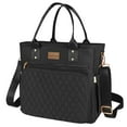 thumbnail image 1 of EASYA Bolsa de almuerzo grande con aislamiento para el trabajo, lonchera térmica de nailon para mujer, bolsa de mano a prueba de fugas con bolsillo de almacenamiento (negro), 1 of 5