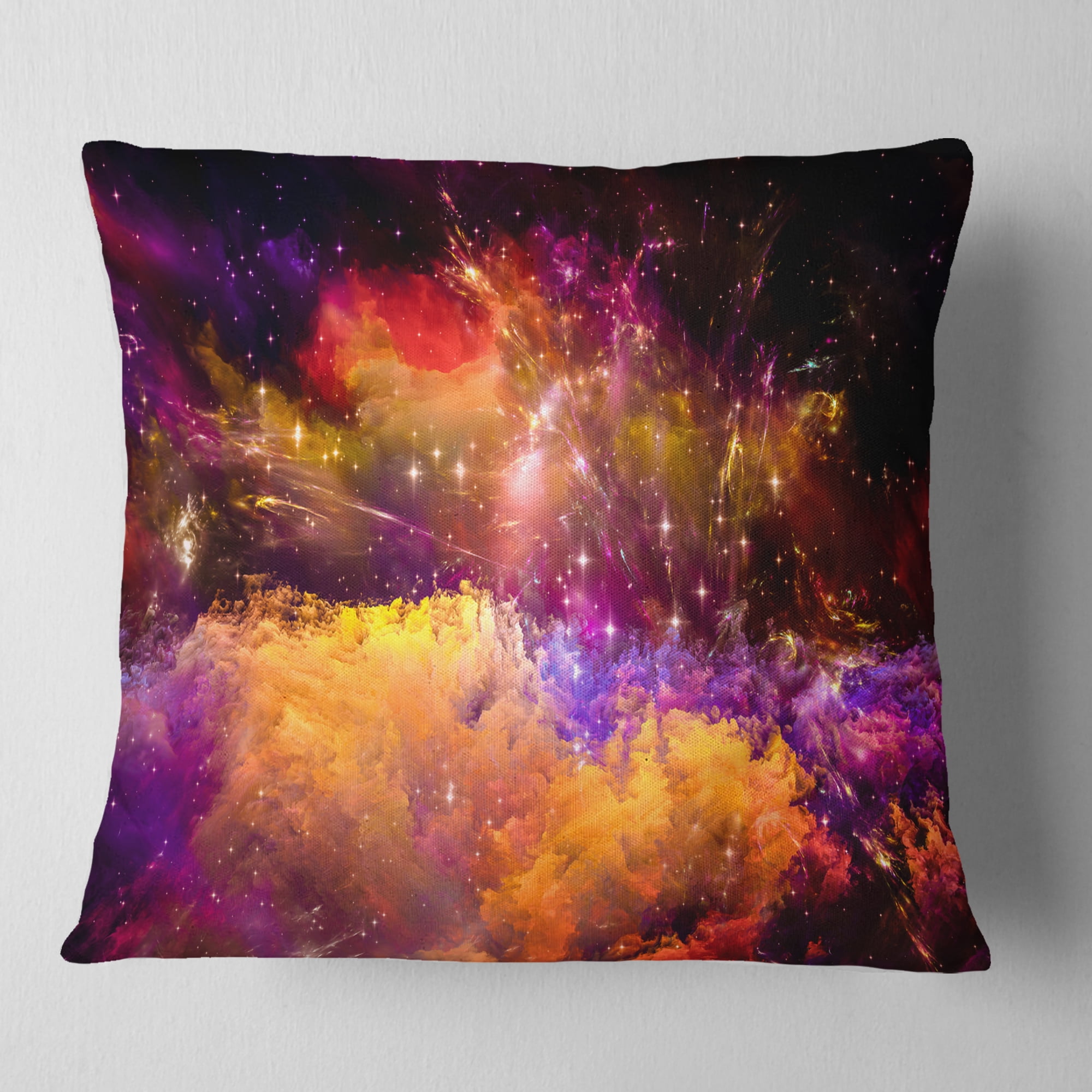 Designart Universe Fractal Burst - Abstract Throw Pillow - 16x16