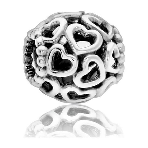 BBT Vintage Silver Filigree Heart Charm Bead