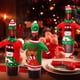 thumbnail image 3 of ER 6 juegos de vestido de punto de Papá Noel con funda para suéter de botella de vino navideña Rojo Verde Excelente Rendimiento, 3 of 5