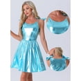 thumbnail image 2 of DARING DIVA Metallic A-Line Sleeveless Spaghetti Straps Mini Dress XS Blue, 2 of 6