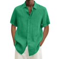 thumbnail image 1 of XDZJLR Mens Shirts Summer Hawaii Solid Short Sleeve Double Pocket Turn Down Button Tops, 1 of 5