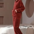 thumbnail image 5 of hotojiny Women's Fluffy Pajamas Set Fleece Sherpa Hooded Pullover with Pants Set Plush Sleepwear 2 Piece Pjs Set Fall Winter Outfit, 5 of 7