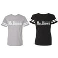 thumbnail image 1 of Mr. Mrs. Brown Matching Couple Cotton Jerseys (Men Heather / Women Black) (Men S / Women XXL), 1 of 3