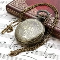 thumbnail image 3 of ruhuadgb 2Pcs Pocket Watch,Unisex Case Vintage Brass Rib Chain Train Pattern Quartz Pocket Watch, 3 of 5